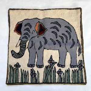 Handmade Embroidered Elephant Home Decor Pillow Sham Cushion Cover Cotton Square